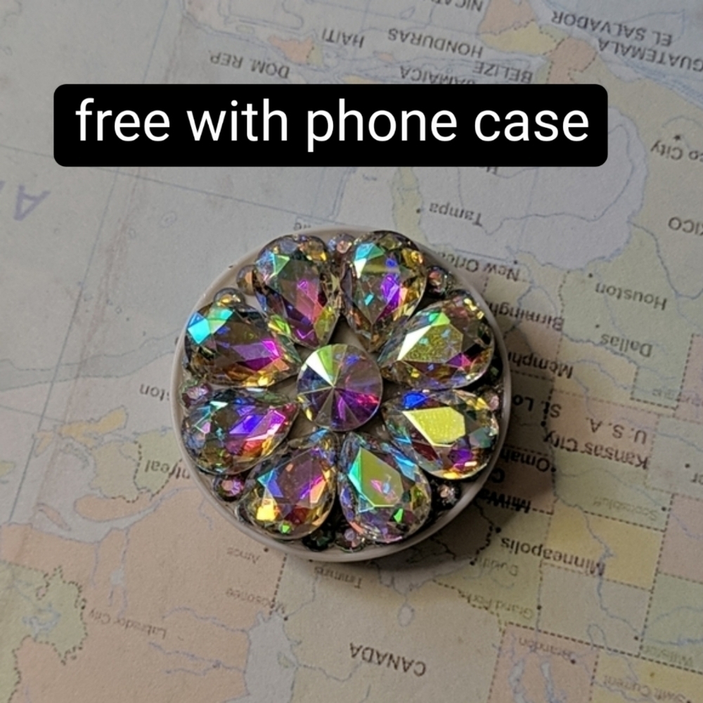 Silver jeweled phone holder